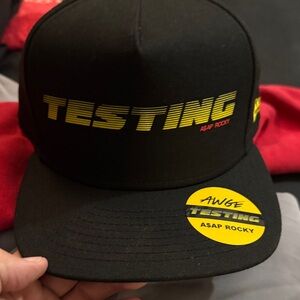 AWGE ASAP Rocky Black “Testing' Cap” NWT. OS